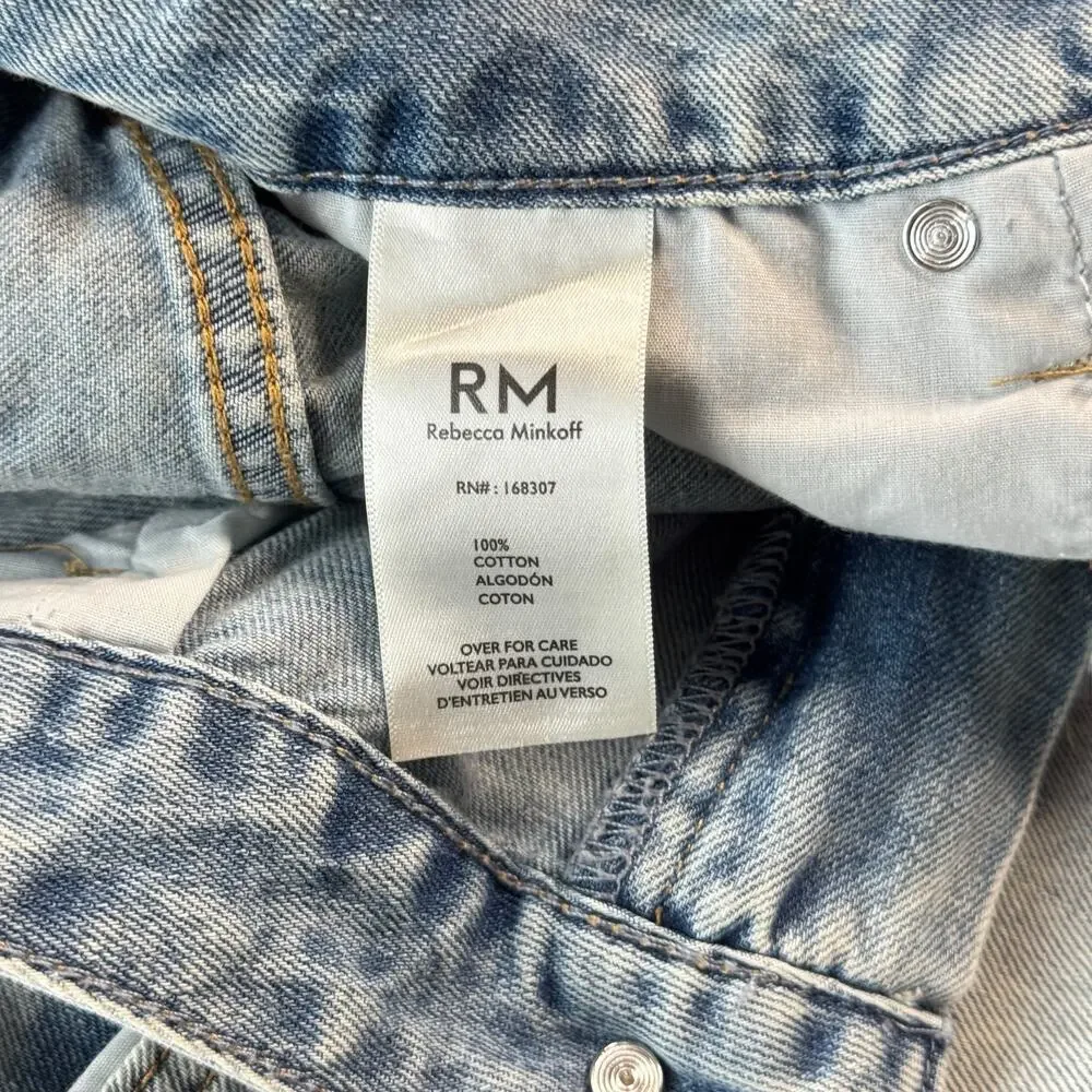RM Rebecca Minkoff NWT SZ 10 Women's Wide Leg 100% Cotton Jeans Blue High Rise